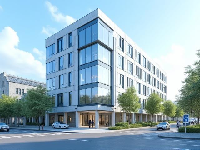 Exterior view of Yernadolvisk Technologies office building in Jackson Heights